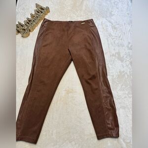 Marc New York Brown Suede & Fauc Leather PANTS Ankle Length Size XL